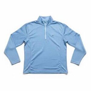 Vineyard Vines Performance Men's Quarter Zip Blue Striped Shirt Size Large